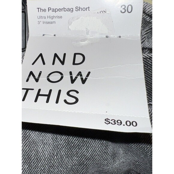 And Now This Women's High Rise Paperbag-Waist Denim Shorts -Stewie - Size 30 NWT - Picture 5 of 8